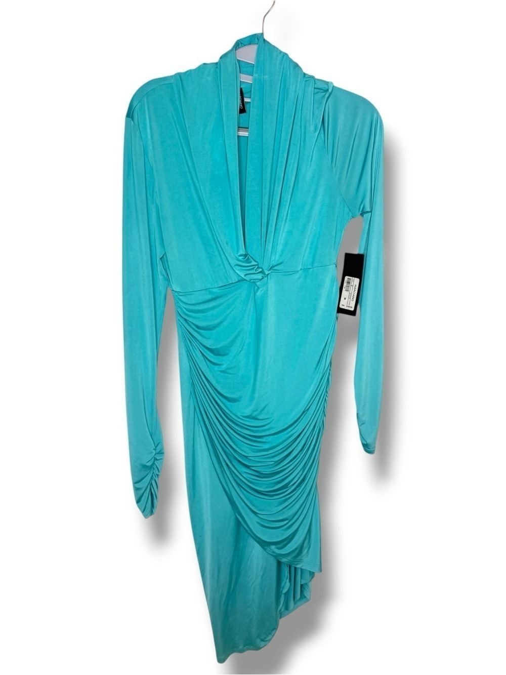 Marciano Turquoise Draped Asymmetric Dress Medium - Picture 1 of 6